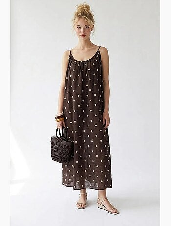 Robe longue trapèze à pois mixray