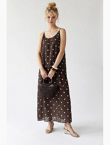 Robe longue trapèze à pois mixray