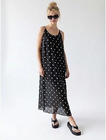 Robe longue trapèze à pois mixray