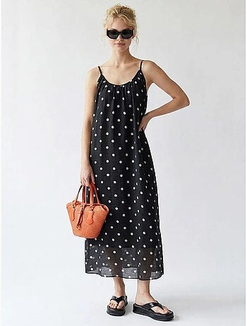 Robe longue trapèze à pois mixray