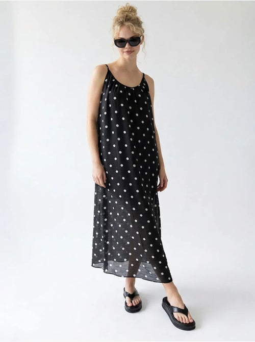 Robe longue trapèze à pois mixray - Kiabi Robe longue trapèze à pois mixray - Kiabi