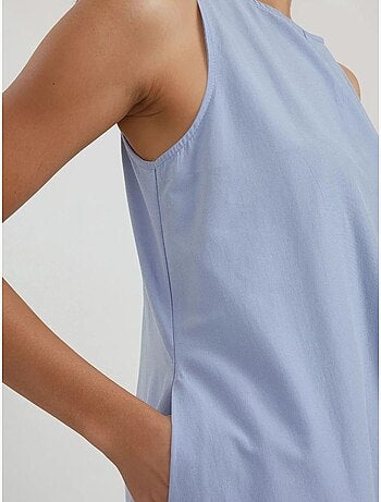 Robe longue trapèze sans manches à col ras du cou