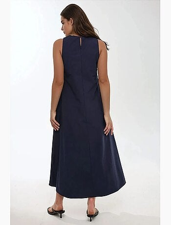Robe longue trapèze sans manches à col ras du cou hiccup