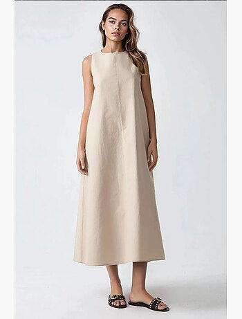 Robe longue trapèze sans manches à col ras du cou hiccup