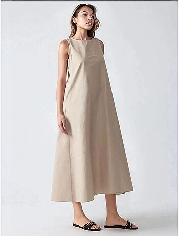 Robe longue trapèze sans manches à col ras du cou hiccup