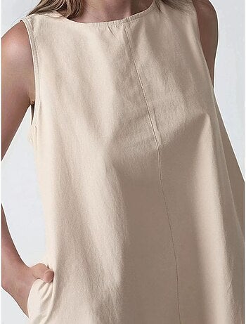 Robe longue trapèze sans manches à col ras du cou hiccup