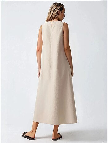 Robe longue trapèze sans manches à col ras du cou hiccup