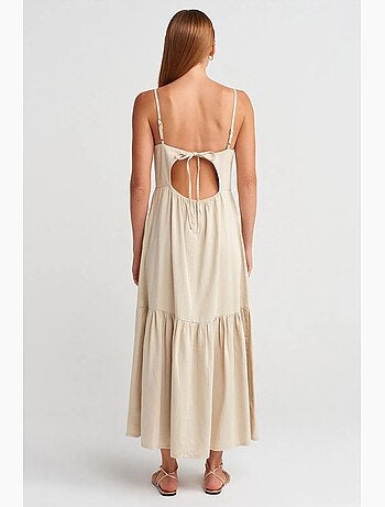 Robe longue trapèze sans manches à nouer dilvin