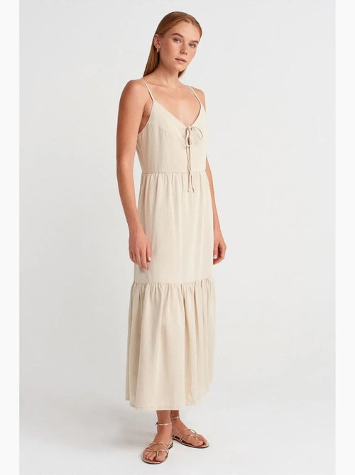 Robe longue trapèze sans manches à nouer dilvin - Kiabi
