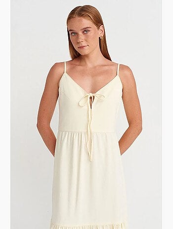 Robe longue trapèze sans manches à nouer dilvin