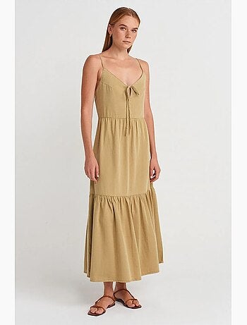 Robe longue trapèze sans manches à nouer dilvin