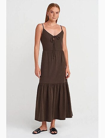 Robe longue trapèze sans manches à nouer dilvin