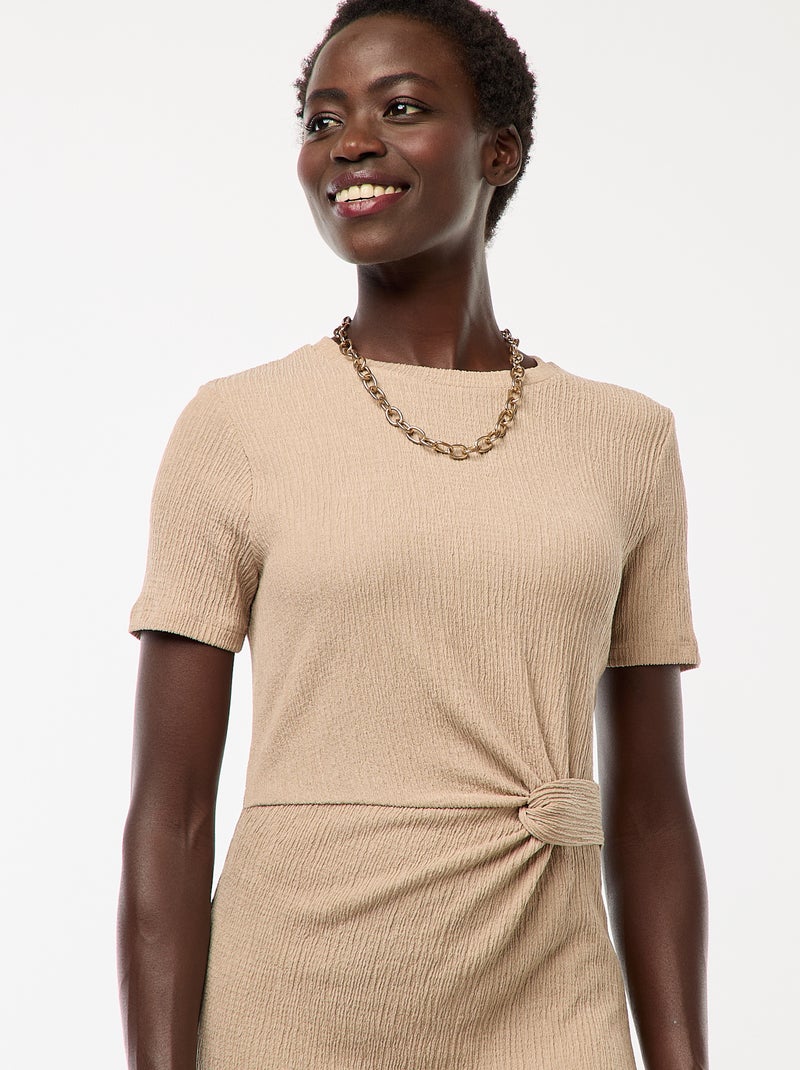 Robe longue twistée à la taille Marron - Kiabi