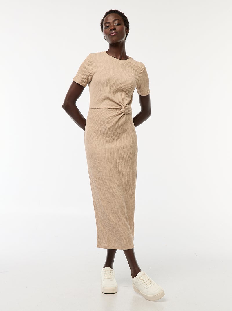 Robe longue twistée à la taille Marron - Kiabi