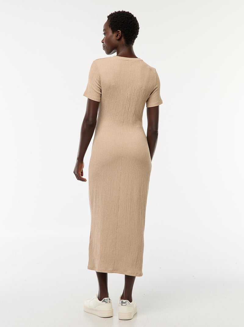 Robe longue twistée à la taille Marron - Kiabi