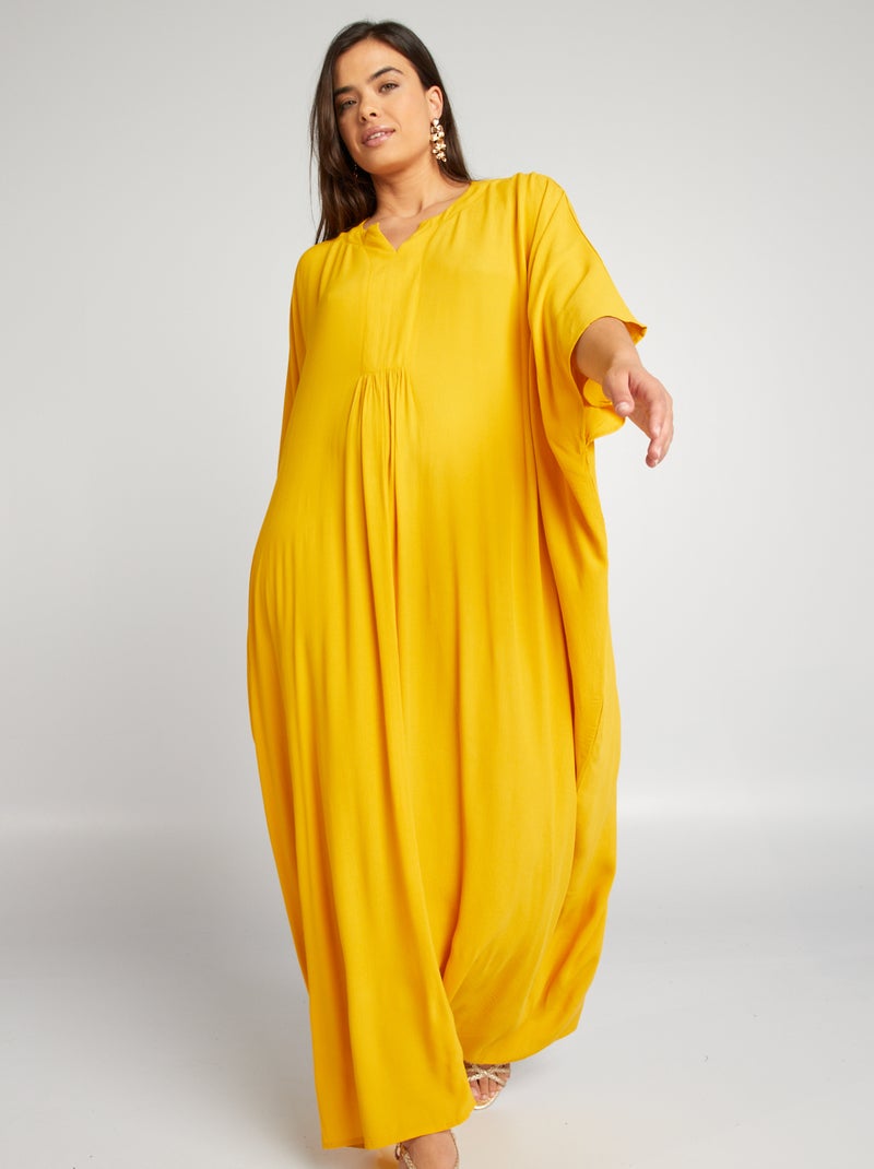 Robe longue type djellaba Jaune - Kiabi