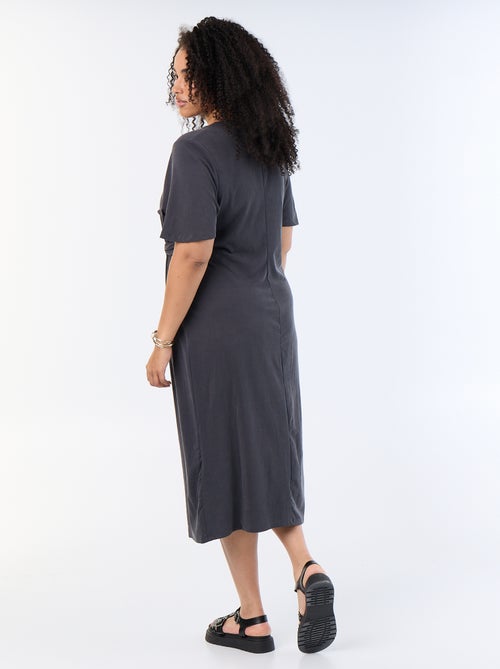 Robe longue unie avec nœud devant - Kiabi