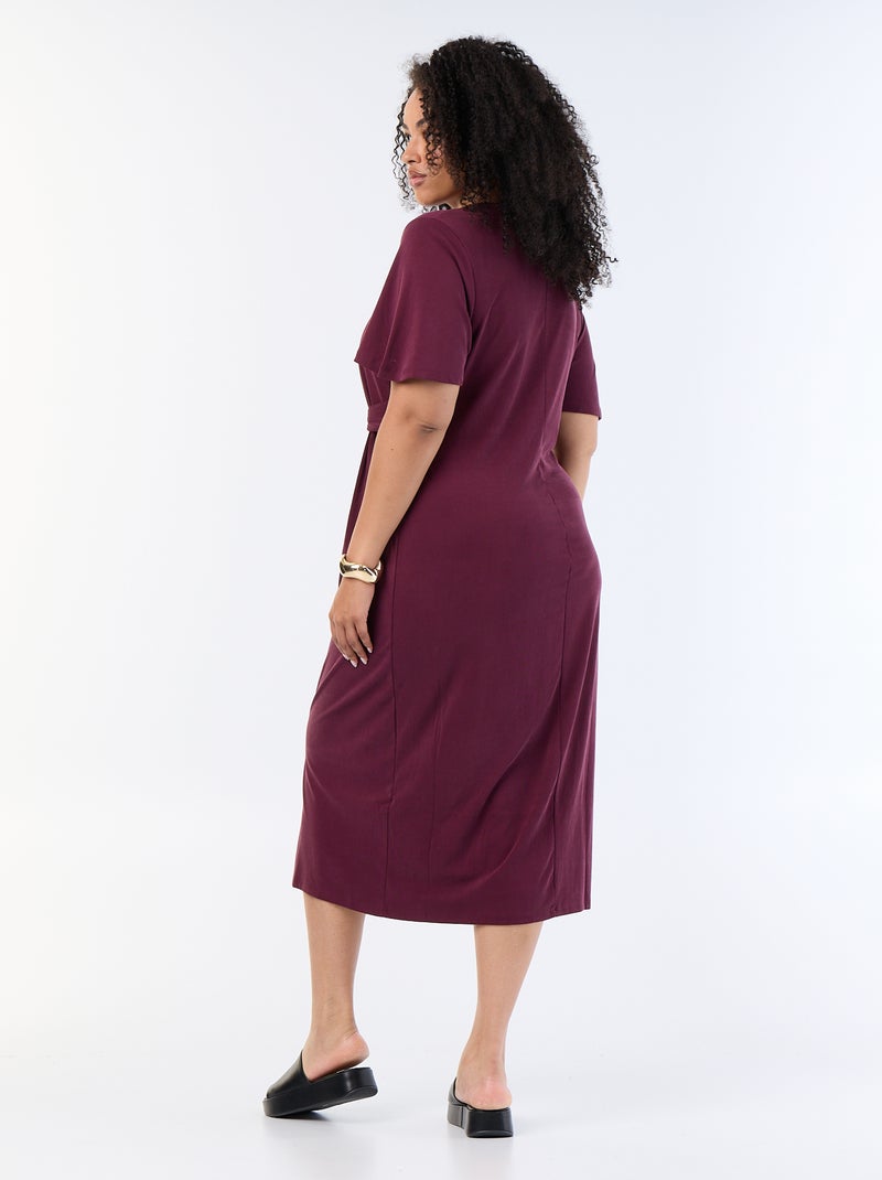 Robe longue unie avec nœud devant Rose - Kiabi