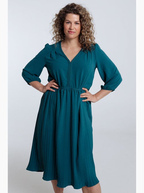 Robe longue unie bas plissé PAPRIKA - Kiabi