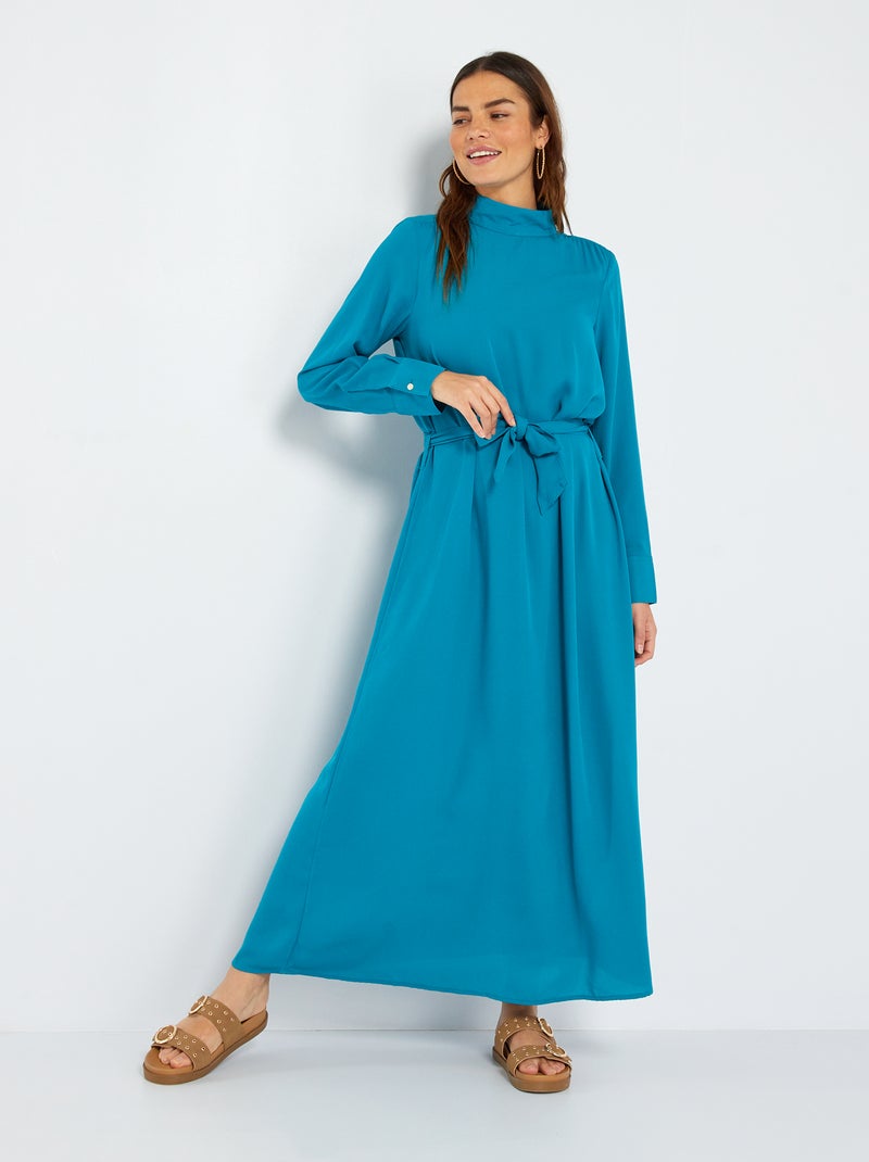 Robe longue unie Bleu uni - Kiabi