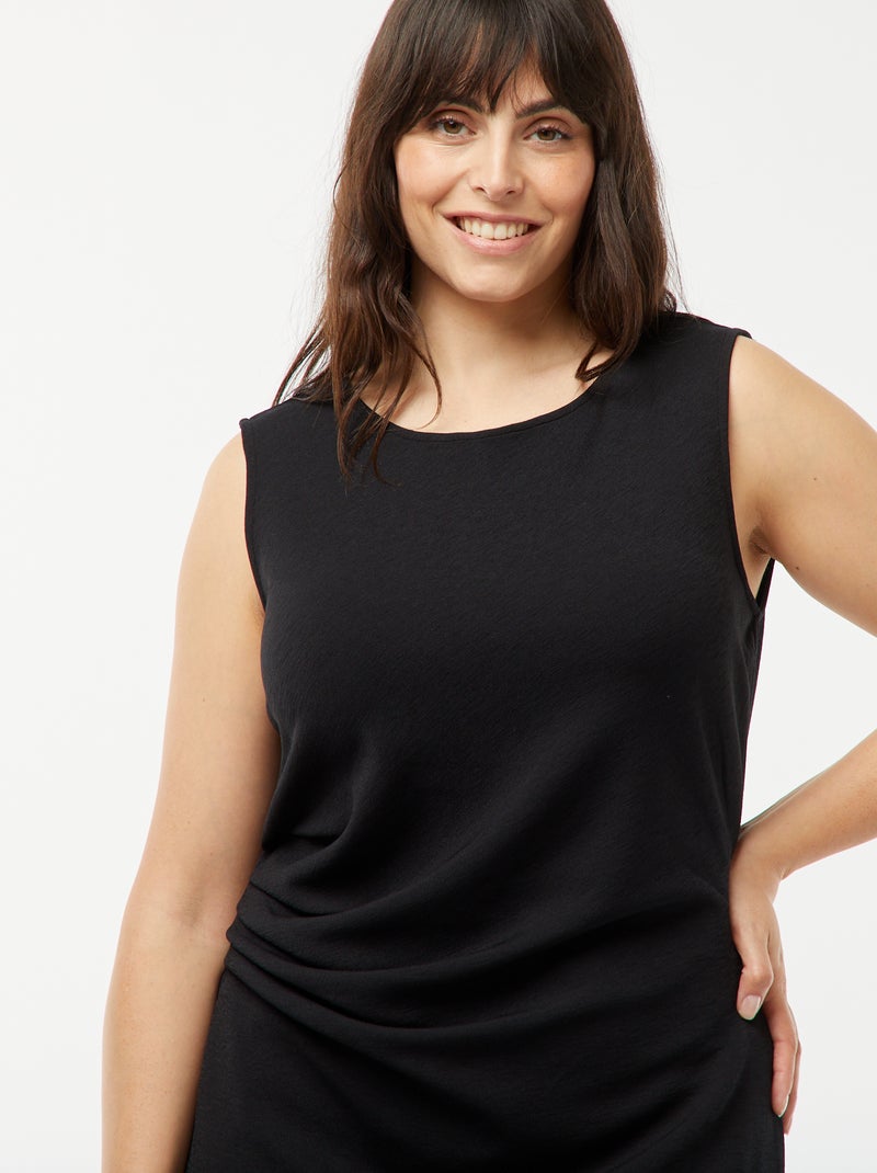 Robe longue unie drapée noir - Kiabi