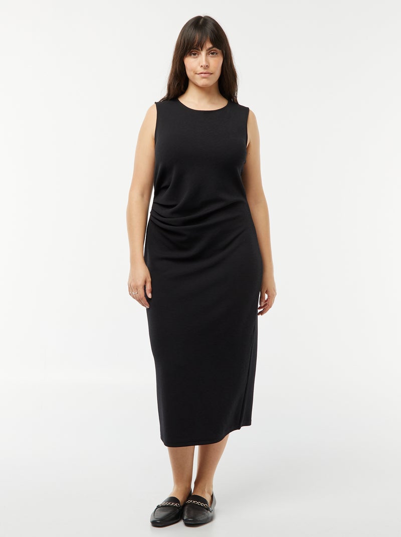 Robe longue unie drapée noir - Kiabi
