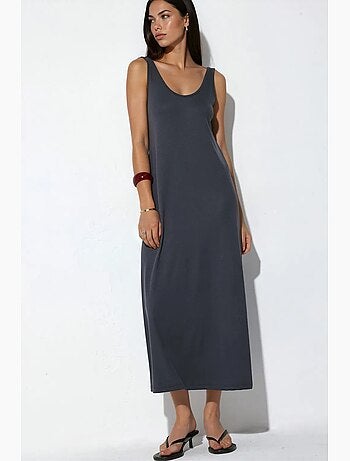 Robe longue unie en jersey busem