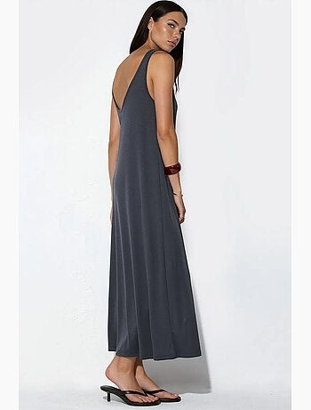 Robe longue unie en jersey busem