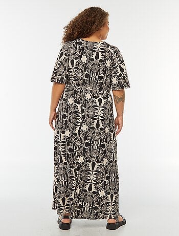 Robe longue unie en maille gaufrée