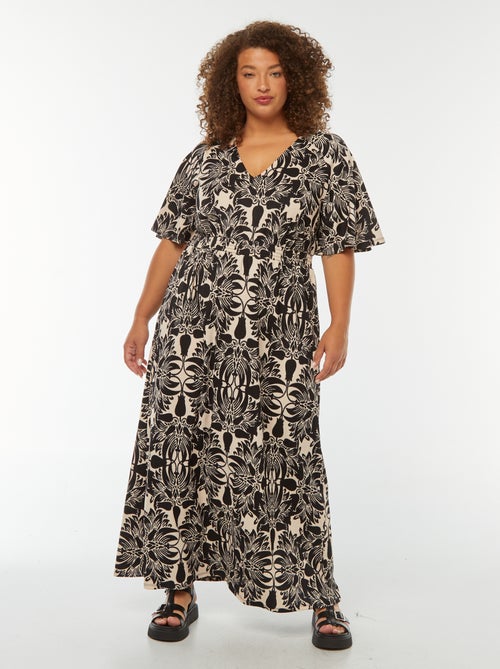 Robe longue unie en maille gaufrée - Kiabi