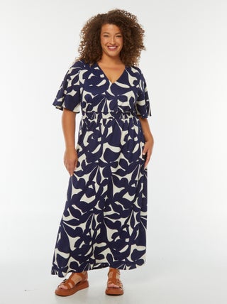 Robe longue unie en maille gaufrée