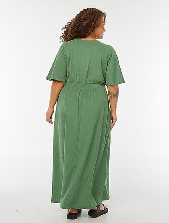 Robe longue unie en maille gaufrée
