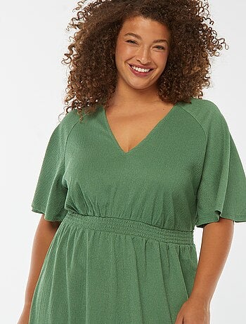 Robe longue unie en maille gaufrée
