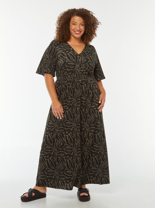 Robe longue unie en maille gaufrée - Kiabi