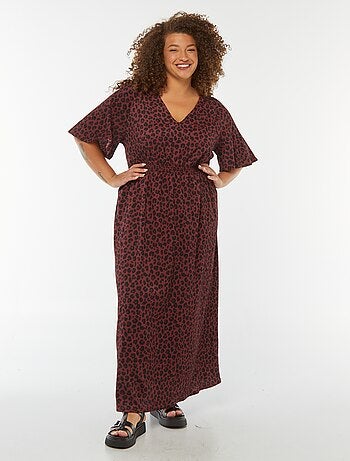 Robe longue unie en maille gaufrée