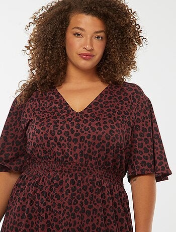 Robe longue unie en maille gaufrée
