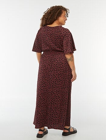 Robe longue unie en maille gaufrée