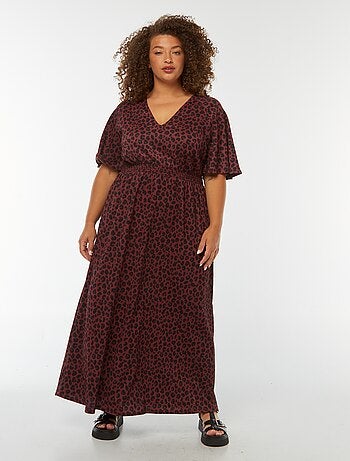 Robe longue unie en maille gaufrée