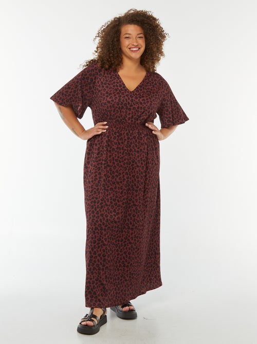 Robe longue unie en maille gaufrée - Kiabi