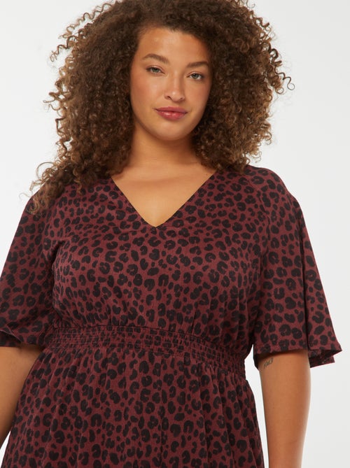 Robe longue unie en maille gaufrée - Kiabi