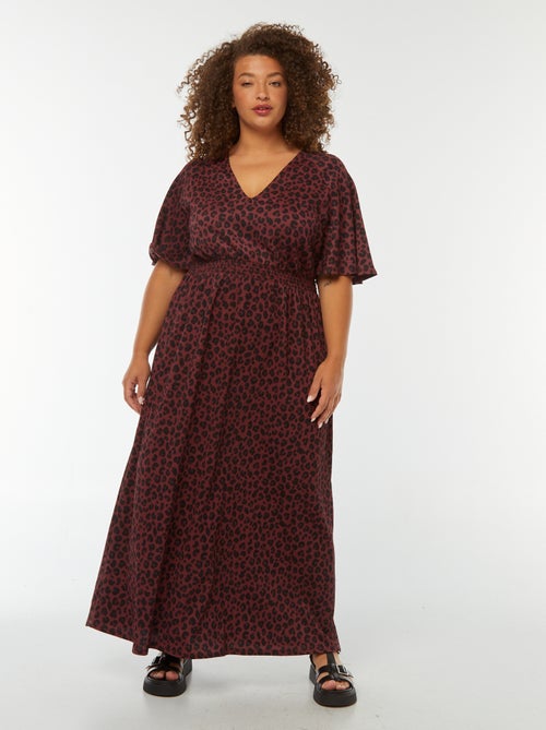 Robe longue unie en maille gaufrée - Kiabi