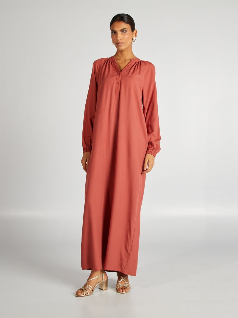 Robe longue unie Rouge - Kiabi