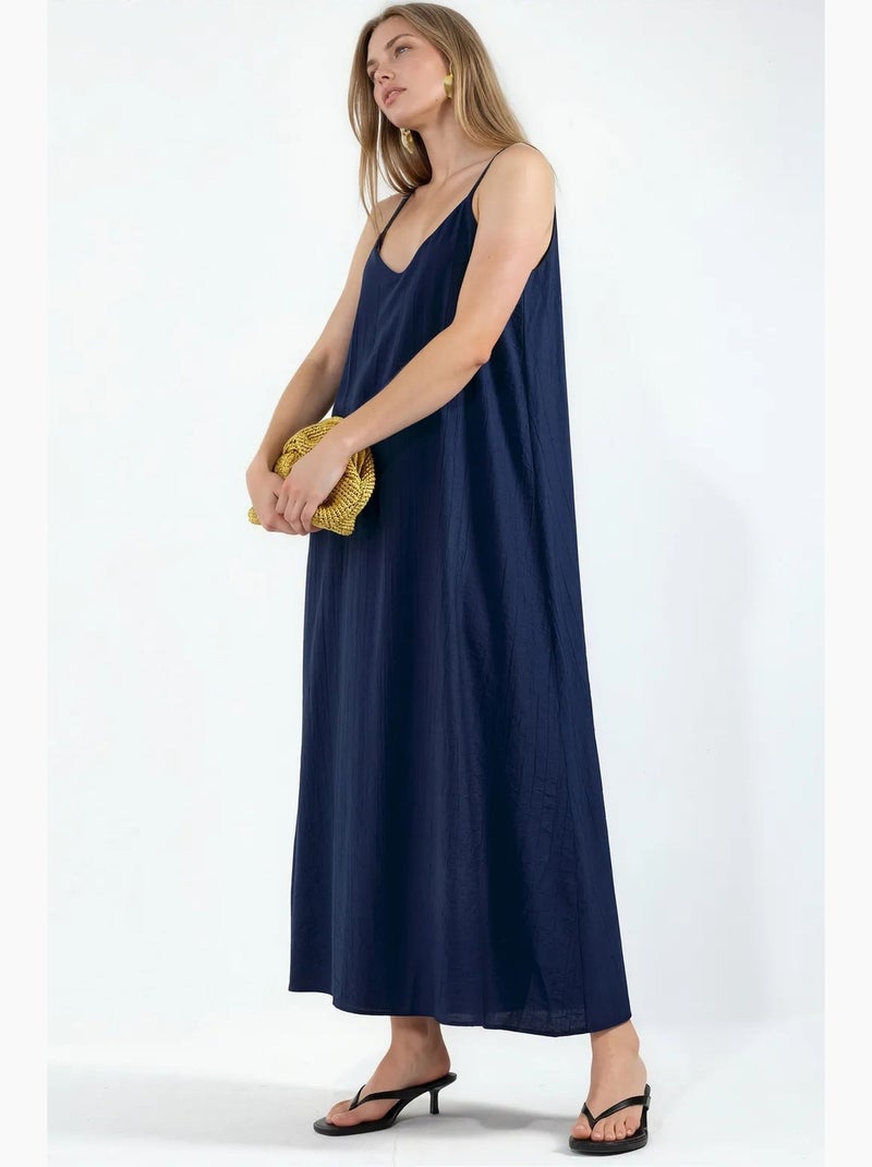 Robe longue unie style nuisette femme busem Bleu marine - Kiabi