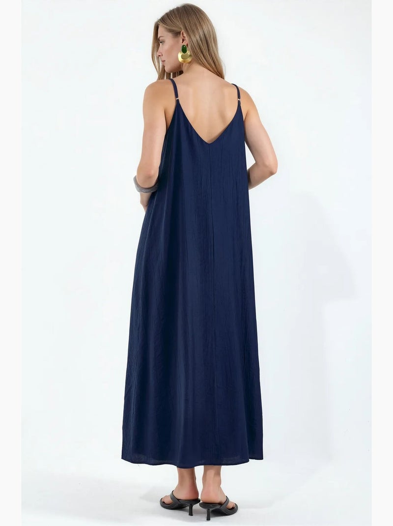 Robe longue unie style nuisette femme busem Bleu marine - Kiabi