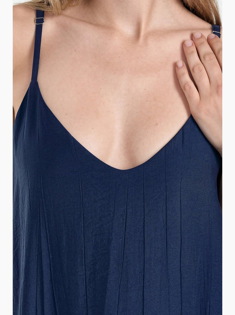 Robe longue unie style nuisette femme busem Bleu marine - Kiabi
