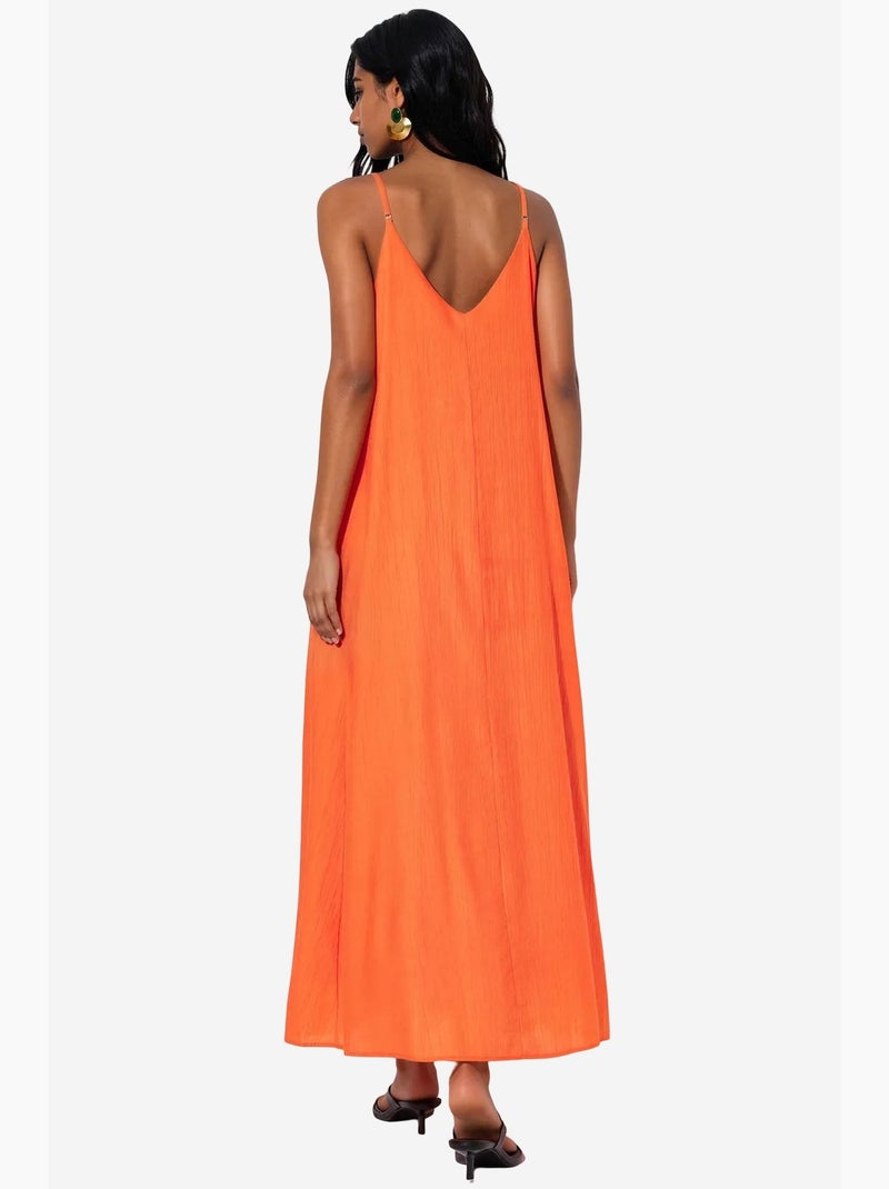 Robe longue unie style nuisette femme busem Orange - Kiabi