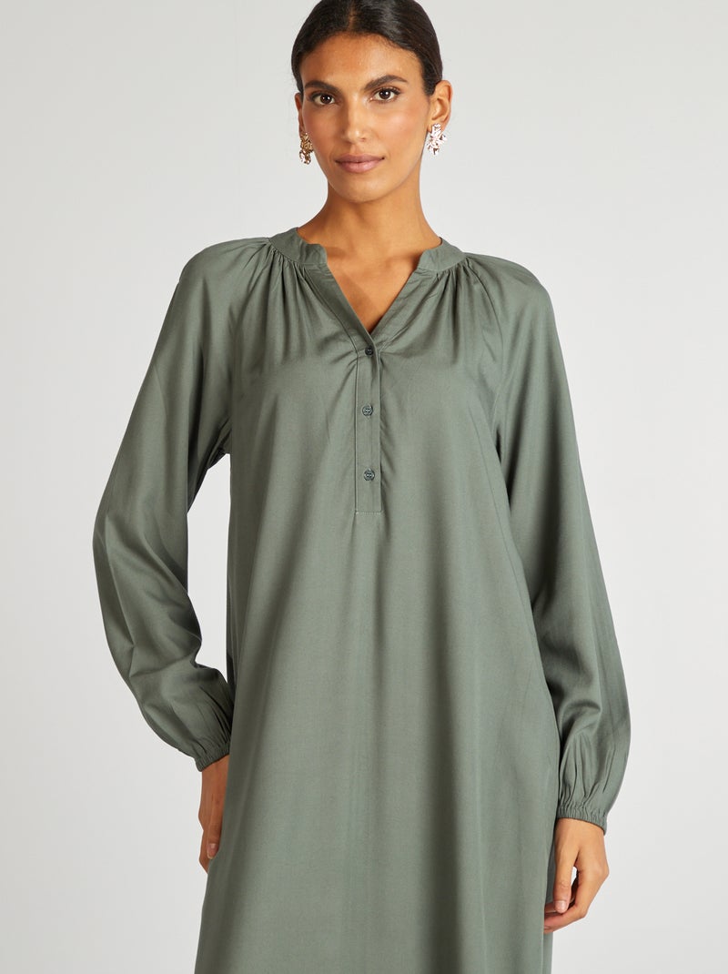 Robe longue unie Vert - Kiabi