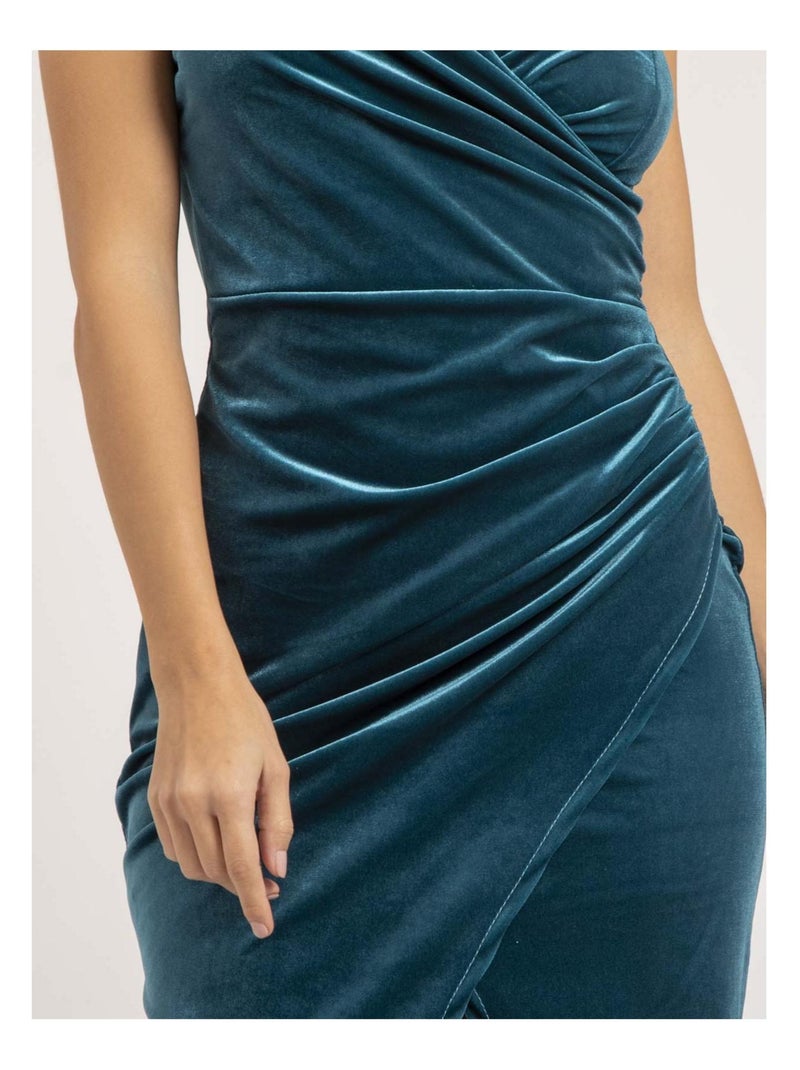 Robe longue velours INAKIA Bleu canard - Kiabi