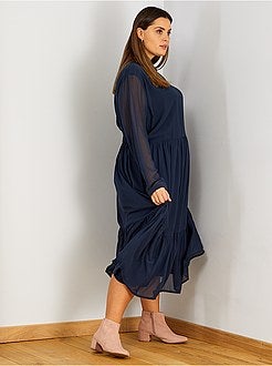 Robe longue voile et col volant - Kiabi