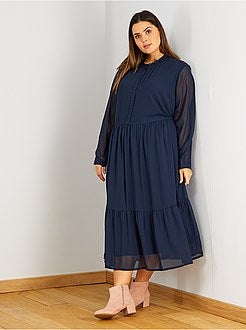 Robe longue voile et col volant - Kiabi